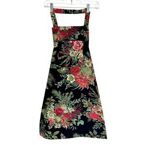 April Cornell Apron in the Merry Black Floral Pattern